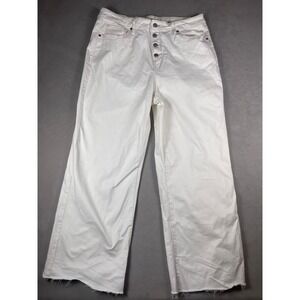 Sonoma Goods For Life Womens White Wide Leg High Rise Button Fly Jeans Size 16